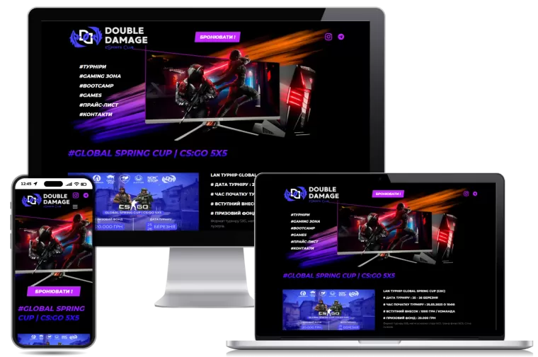 Website of the sports cyber club "Double Damage"
